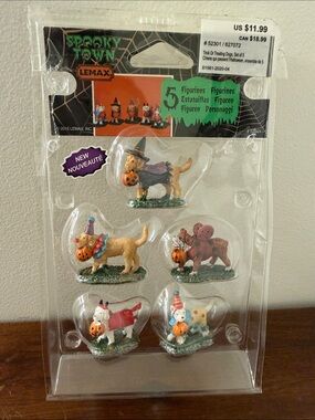 Lemax Halloween Spooky Town 2015 Trick or Treating Dogs Set of 5 #52301 New